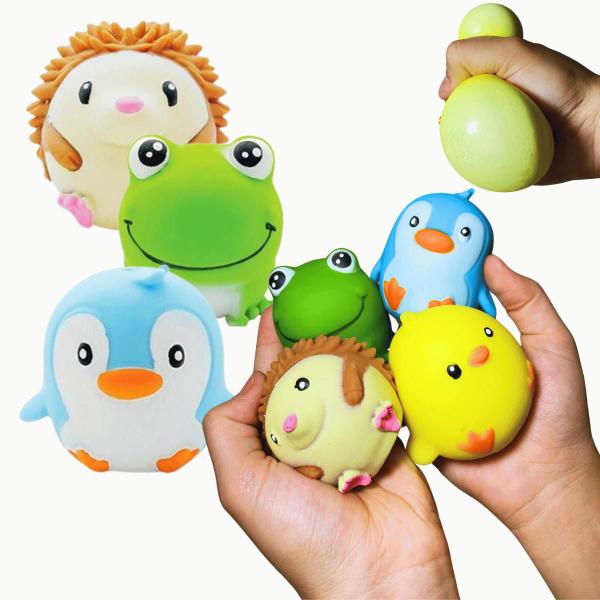 Imagem de Kit com 4 Bichinhos Macios De Apertar Anti Stress Squishies divertidos