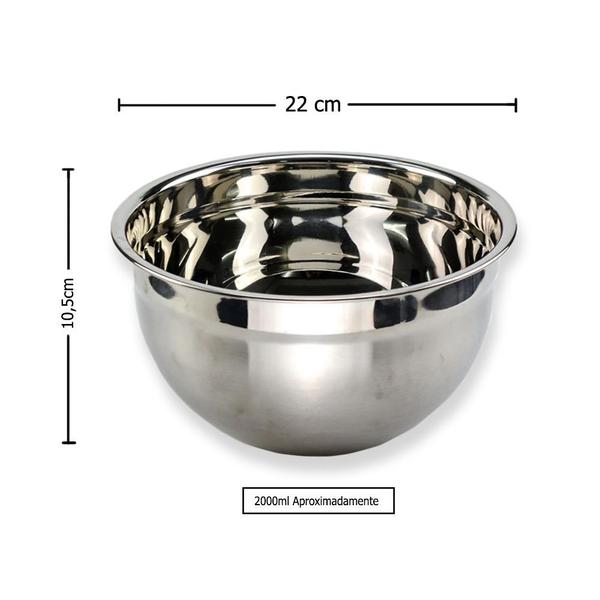 Imagem de Kit com 4 Bowl de Inox Profissional de 22 cm Polido Tigela