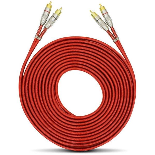 Imagem de Kit com 4 Cabos RCA 5 Metros Dupla Blindagem Cobre Vermelho