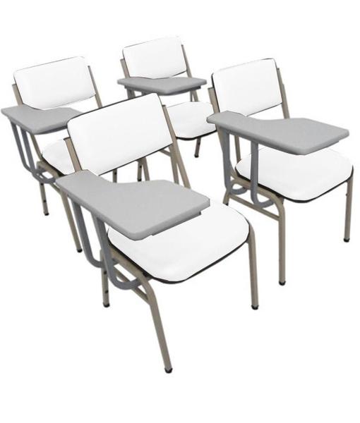 Kit com 4 Cadeiras para Auditórios Linha Hotel Smart Branco - Design Office Móveis Imagem de Kit com 4 Cadeiras para Auditórios Linha Hotel Smart Branco