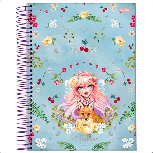 Imagem de Kit com 4 caderno feminino Espiral 1 matéria capa dura 80 folhas material escolar 