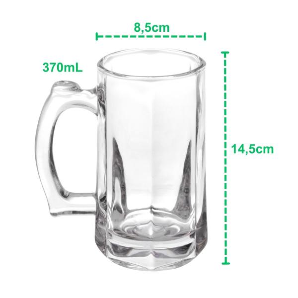 Imagem de Kit com 4 Caneca De Vidro Temperado Cerveja Chopp 370ml Drinks Bar Festas