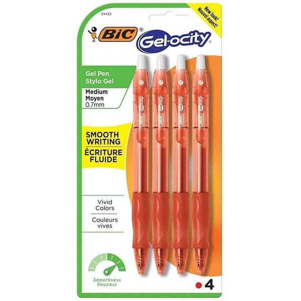 Imagem de Kit com 4 Canetas Gel-ocity 0,07 Vermelha Bic Importada