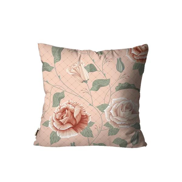 Imagem de Kit com 4 Capas de Almofadas Decorativa Rosas Verde e Salmão