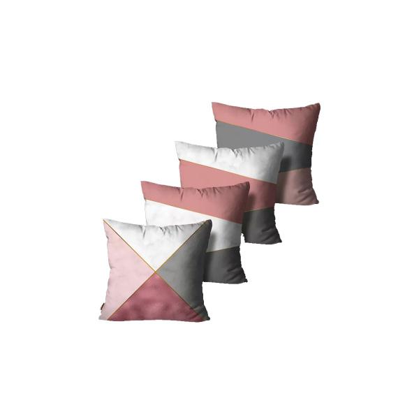 Imagem de Kit com 4 Capas de Almofadas Decorativas Abstrata Rosa