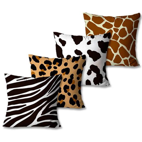 Kit com 4 Capas de Almofadas Decorativas Animal Print - PS Decor Imagem de Kit com 4 Capas de Almofadas Decorativas Animal Print