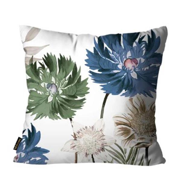 Kit com 4 Capas de Almofadas Decorativas Floral Verde e Azul - 45x45 - Mdecore Imagem de Kit com 4 Capas de Almofadas Decorativas Floral Verde e Azul - 45x45
