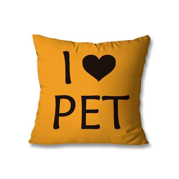 Imagem de Kit com 4 Capas de Almofadas Decorativas I Love Pet Laranja