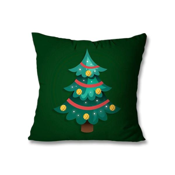 Imagem de Kit com 4 Capas de Almofadas Decorativas Natal Pinheiros Verde