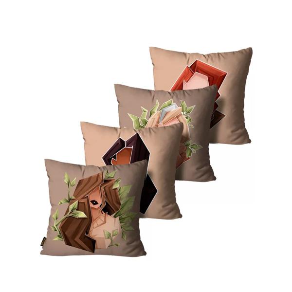 Imagem de Kit com 4 Capas de  Almofadas Mdecore Women  Marrom 45x45