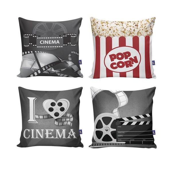 Imagem de Kit com 4 Capas para Almofadas Decorativas de Sofá Cinema