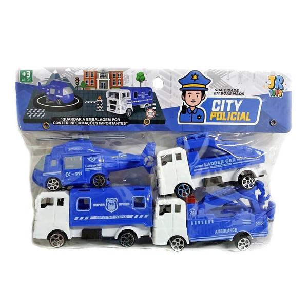 Imagem de Kit Com 4 Carrinhos City Policial JR Toys