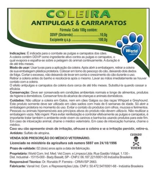 Imagem de Kit com 4 Coleiras Dugs Antipulgas Carrapatos 17g 56cm - World