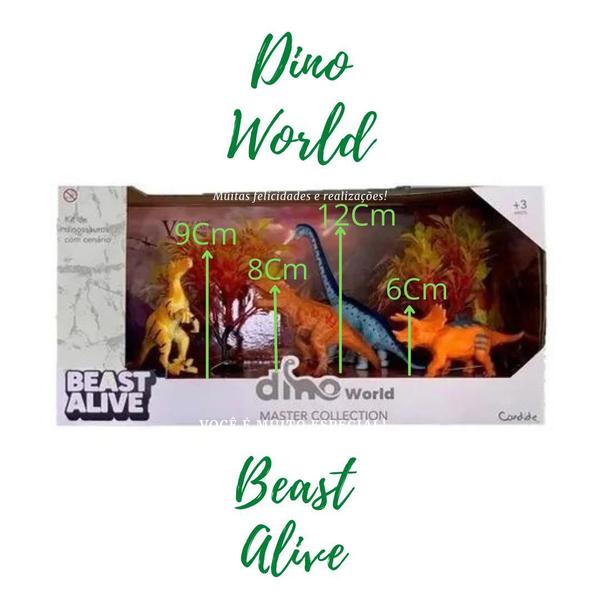 Imagem de Kit Com 4 Dinossauros E Cenário Dino World 1103 Beast Alive