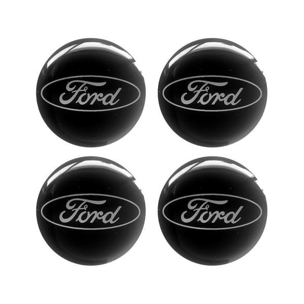 Imagem de Kit Com 4 Emblemas Resinado Ford Preto 48Mm