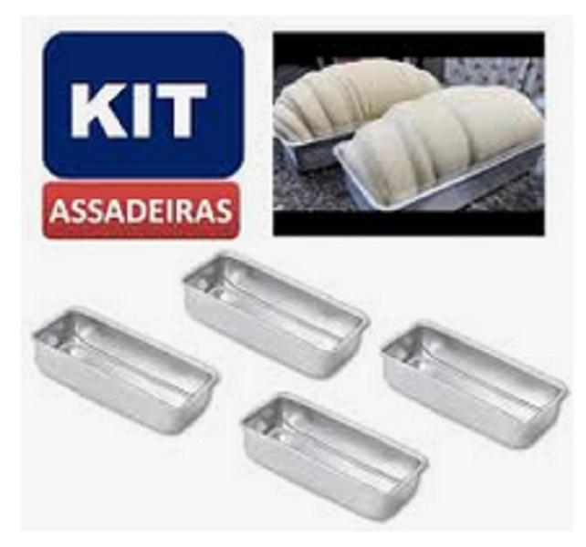 Imagem de Kit Com 4 Formas De Pão N 3 - Bolo Inglês Alumínio If35 Extra Grande