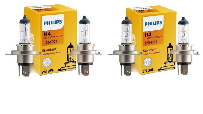 Imagem de Kit com 4 Lampadas Original Philips Standard H4 Halogena 12v - 12342C1