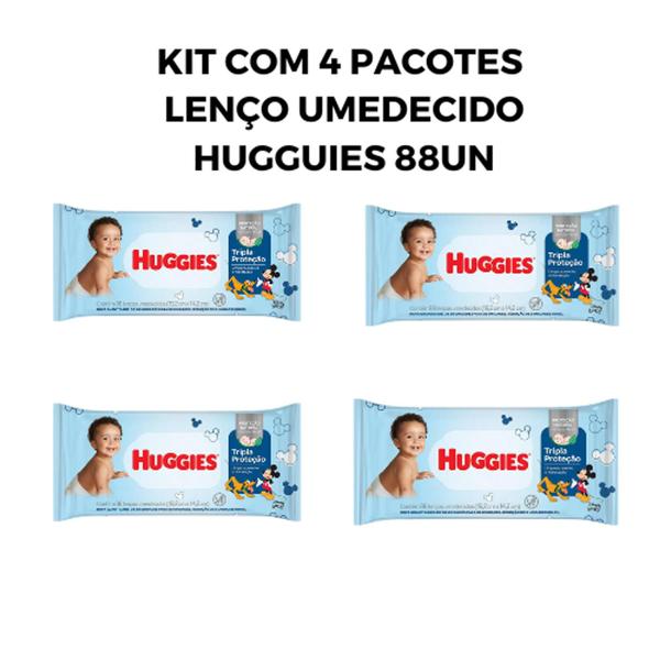 Imagem de Kit com 4 Lencinhos Umedecidos Tripla Proteção Huggies 88UN