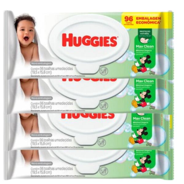 Imagem de Kit com 4 Lenços Umedecidos Huggies 96UN