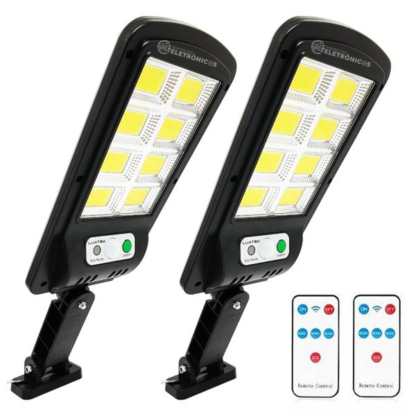 Kit Com 4 Luminárias Solares 160 LEDs COB Com Sensor de Presença 200W - DY8786 - Dylan Imagem de Kit Com 4 Luminárias Solares 160 LEDs COB Com Sensor de Presença 200W - DY8786