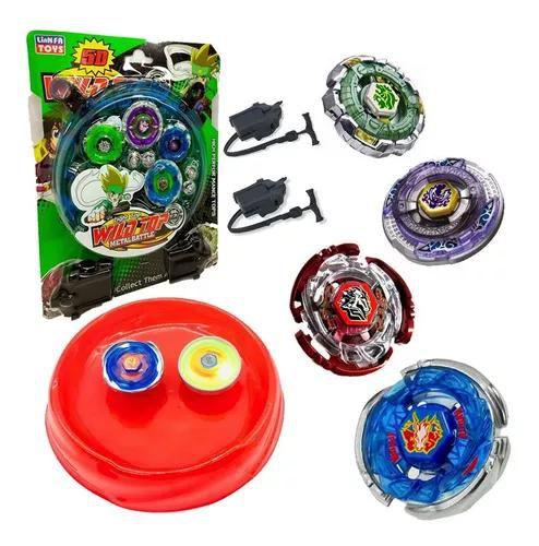 Kit com 4 Peões Beyblade Metal Burst + 2 Lançadores + 2 Cordinha - toys Imagem de Kit com 4 Peões Beyblade Metal Burst + 2 Lançadores + 2 Cordinha