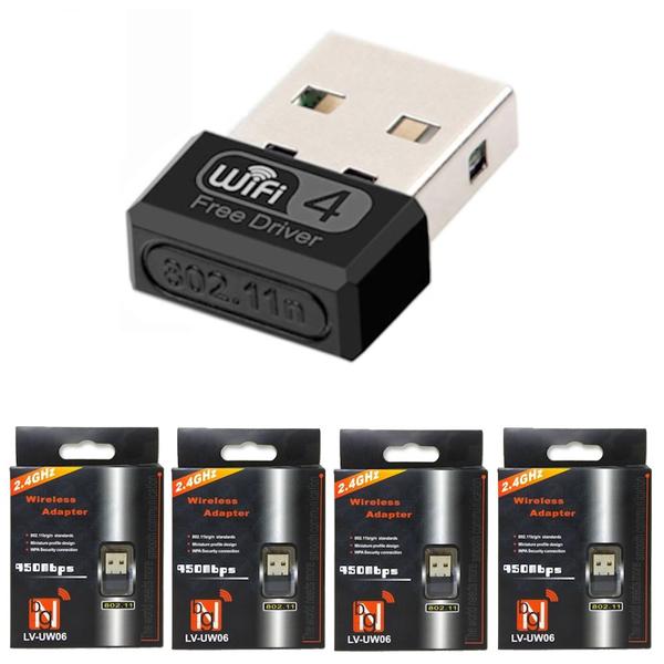 Imagem de Kit com 4 Placas de Rede Wireless sem Fio 2.4Ghz USB Nano Shinka Revenda