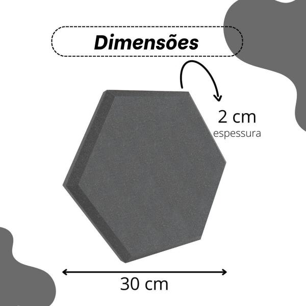 Imagem de Kit com 4 Placas Espuma Acústica Hexagonal Anti Ruído Preto