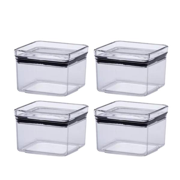 Imagem de Kit com 4 Potes Hermético Mantimentos Recipientes De Acrílico 480ML Transparente Alimentos Empilhável Cozinha