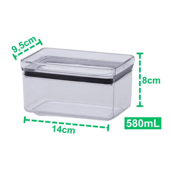 Imagem de Kit com 4 Potes Hermético Mantimentos Recipientes De Acrílico 580ML Transparente Alimentos Empilhável Cozinha