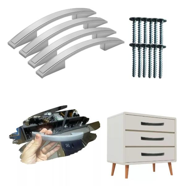 Kit com 4 Puxadores Perfeito para projetos de reforma ou substituição - RGM STORE Imagem de Kit com 4 Puxadores Perfeito para projetos de reforma ou substituição