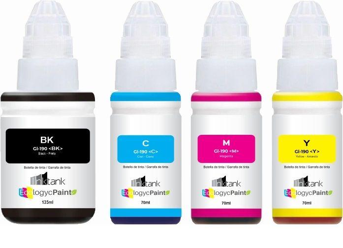 Kit Com 4 Refis de Tinta Canon Gi190 Gi-190 Compatíveis com G1100 G2100 G3100 G3110 G3111 G4100 G4110 - ecologycpaint INKTANK Imagem de Kit Com 4 Refis de Tinta Canon Gi190 Gi-190 Compatíveis com G1100 G2100 G3100 G3110 G3111 G4100 G4110