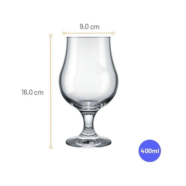 Imagem de Kit com 4 Taças para Cerveja 400 ml Dublin Vidro Simples Transparente Nadir