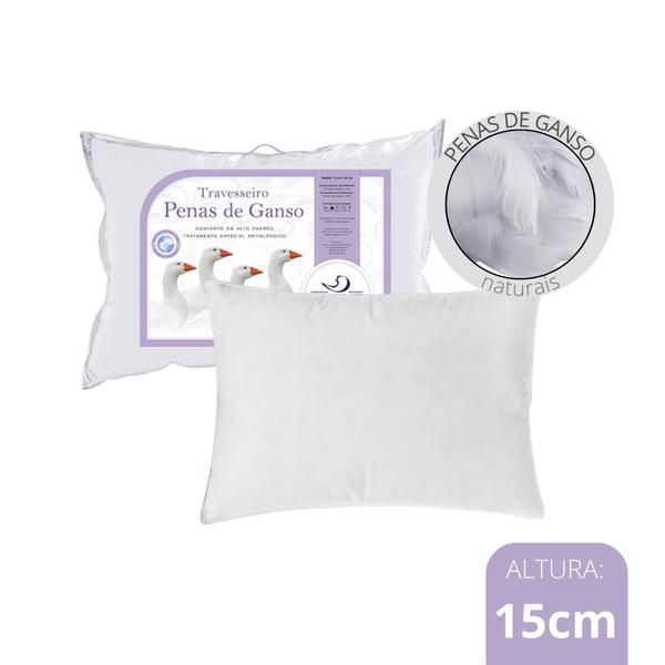 Kit com 4 Travesseiros Médios - Penas Naturais - Daune Imagem de Kit com 4 Travesseiros Médios - Penas Naturais