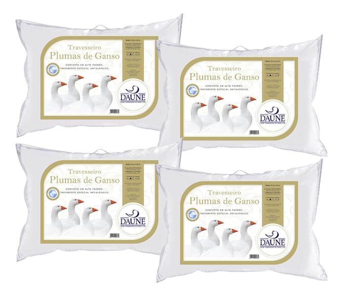 Kit com 4 Travesseiros Plumas 5 Estrelas - Daune Imagem de Kit com 4 Travesseiros Plumas 5 Estrelas