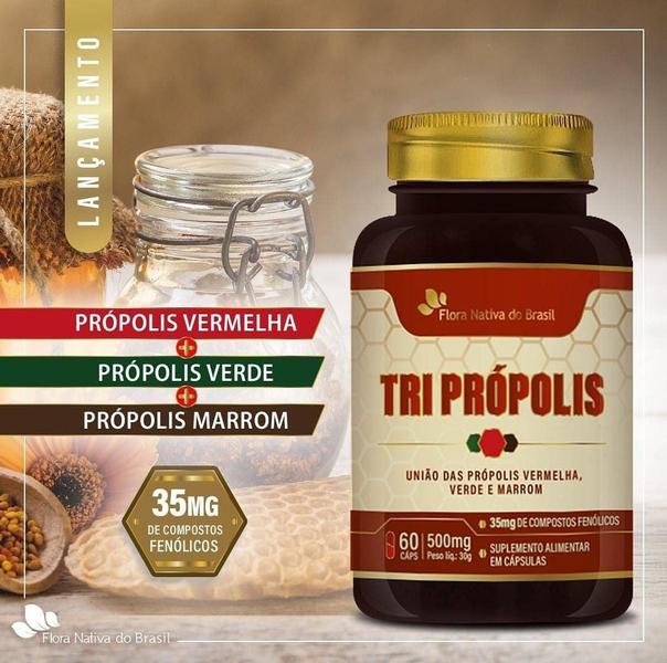 Imagem de Kit Com 4 - Tri Própolis (Vermelha, Verde e Marrom) 60 Caps de 500mg Flora Nativa do Brasil