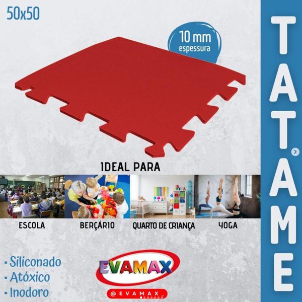 Imagem de Kit Com 4 Und Tatame Evamax Com Encaixe 50X50 10Mm Cor:Preto