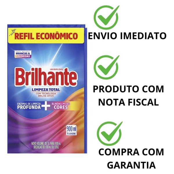 Imagem de Kit com 4 Unidades Sabão Liquido Brilhante 900ml cada Lava Roupas