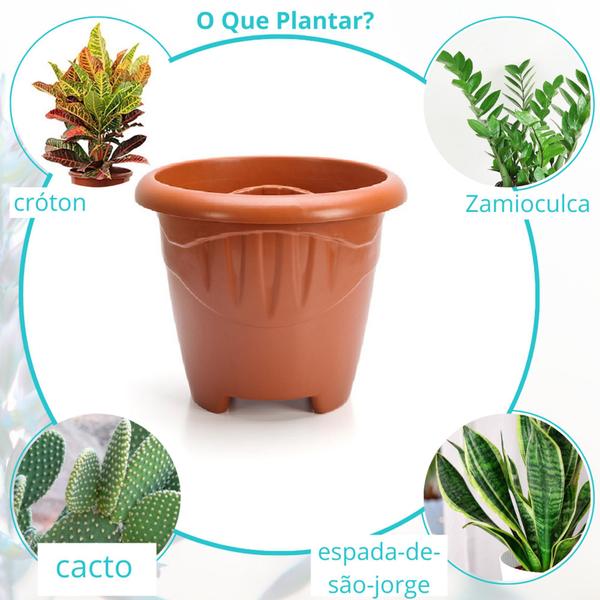 Imagem de Kit com 4 Vasos de Chão Redondos Médios 9 Litros para Plantas e Jardins