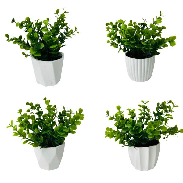 Imagem de Kit Com 4 Vasos Vasinhos Plantas Flores Artificial