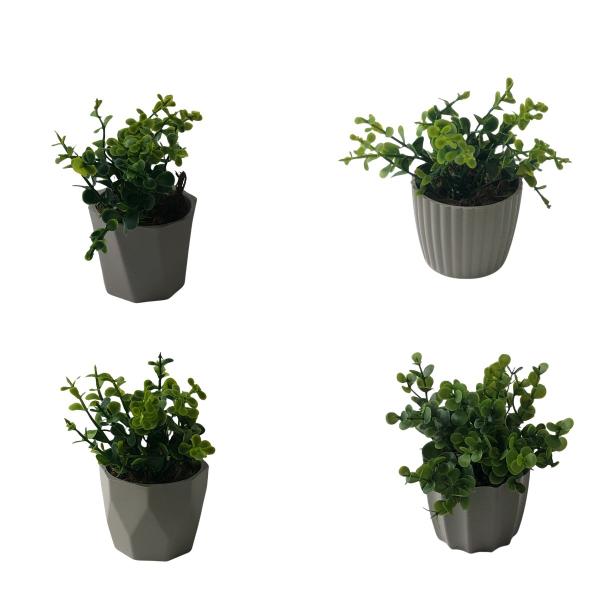 Kit Com 4 Vasos Vasinhos Plantas Flores Artificial - Agiani Shop Imagem de Kit Com 4 Vasos Vasinhos Plantas Flores Artificial