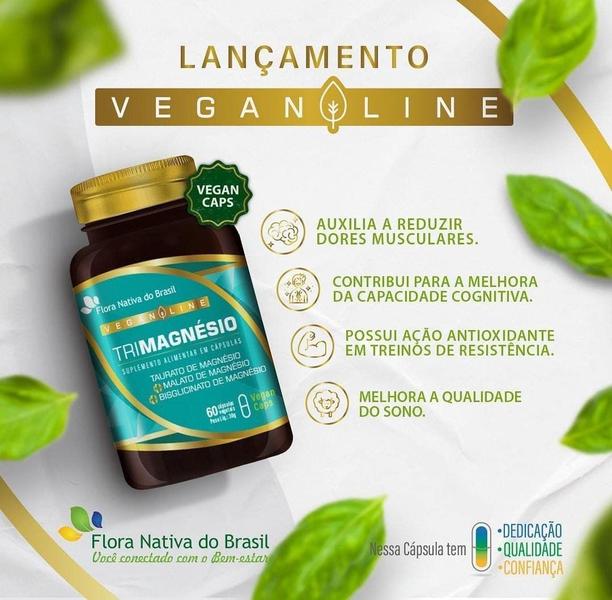 Imagem de Kit Com 4 Vegan Tri Magnésio (Taurato, Malato e Bisglicinato) 60 Caps - Flora Nativa do Brasil