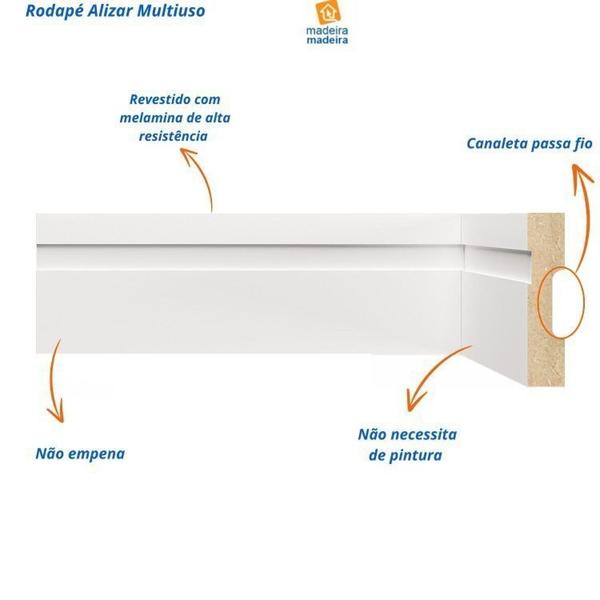 Imagem de Kit com 40 Barras Rodapé Mdf 15mmx7cm 702 Moldufama Metro Linear 96m Branco