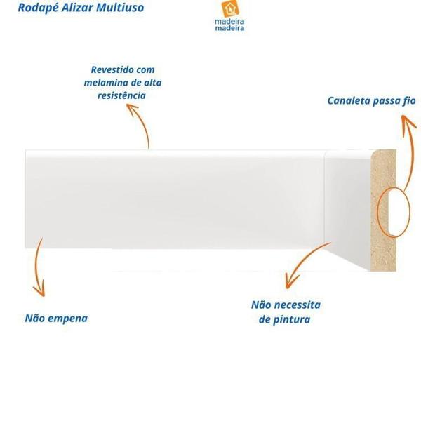 Imagem de Kit com 40 Barras Rodapé Mdf 700 Moldufama 15mmx7cm Metro Linear 96m