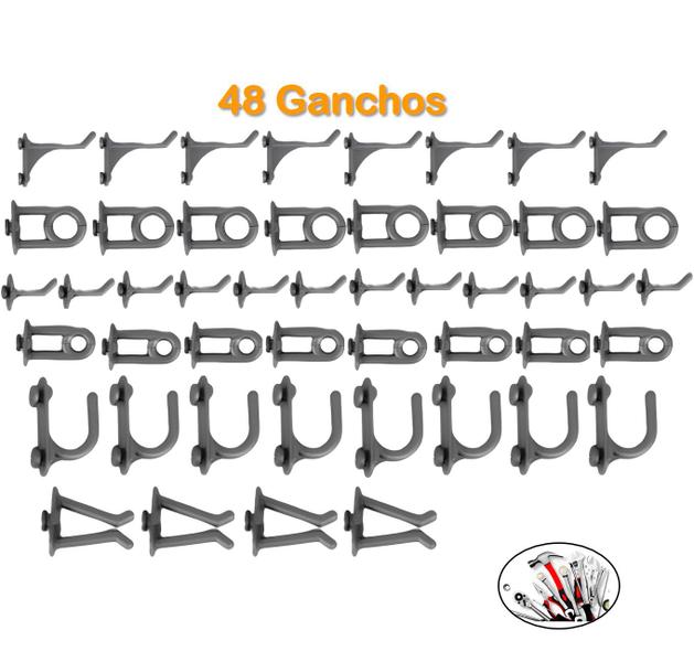 Kit Com 48 Ganchos Para Painel De Ferramenta Em Plástico Cinza - AMZ Imagem de Kit Com 48 Ganchos Para Painel De Ferramenta Em Plástico Cinza - AMZ