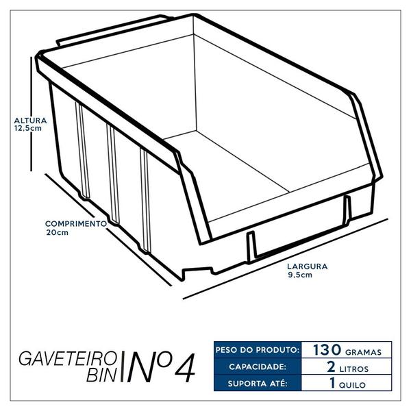 Imagem de Kit Com 48 Gaveteiros de Plástico Organizador Bin Nº 4 - Azul