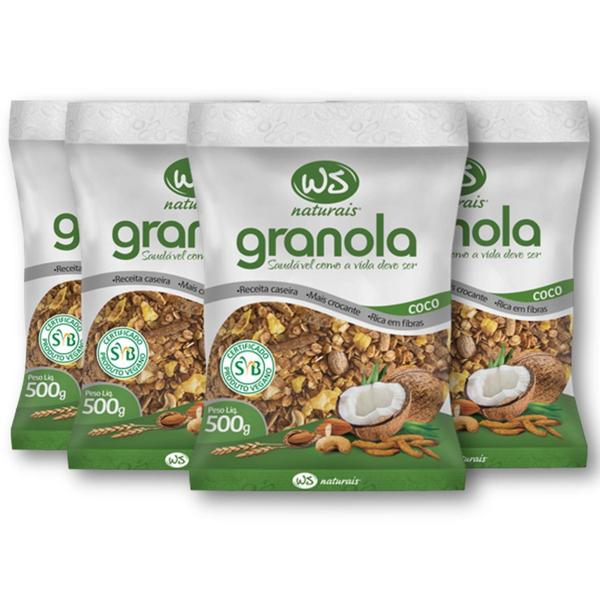 Imagem de Kit Com 4Pct Granola Com Coco Ws Naturais 500G