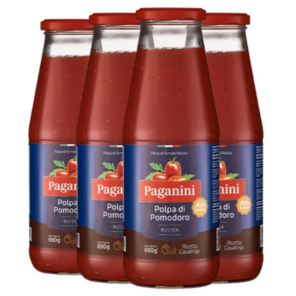 Imagem de Kit Com 4Un Polpa De Tomate Rustica Paganini (Italia) 690G