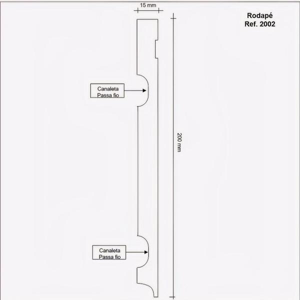 Imagem de Kit com 5 Barras Rodapé Mdf 2002 Moldufama 15mmx20cm Metro Linear 12m Branco