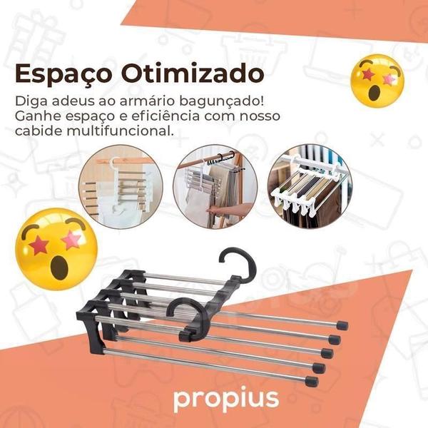 Imagem de Kit com 5 Cabides de Calça Multifuncionais em Aço Inoxidável Dobrável e Resistente