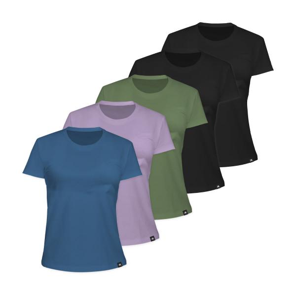 Imagem de Kit com 5 Camiseta Algodão Sportswear Muvin - Feminina - Mais Conforto para seu Treino e Caminhada